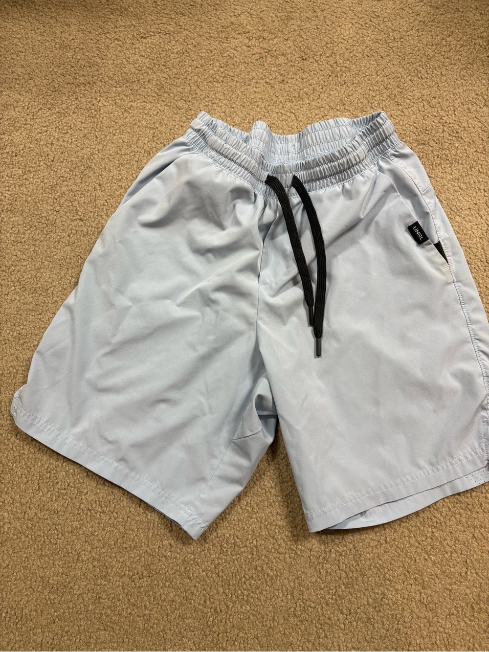 Men's Light Blue Athletic Drawstring Shorts with Pockets